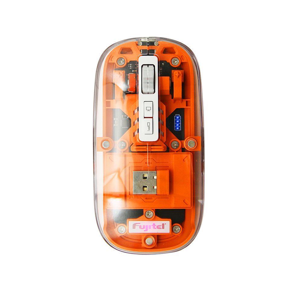 MOUSE INALAMBRICO FUJITEL CRYSTAL 24G BT I160CRYWM74ORG-5
