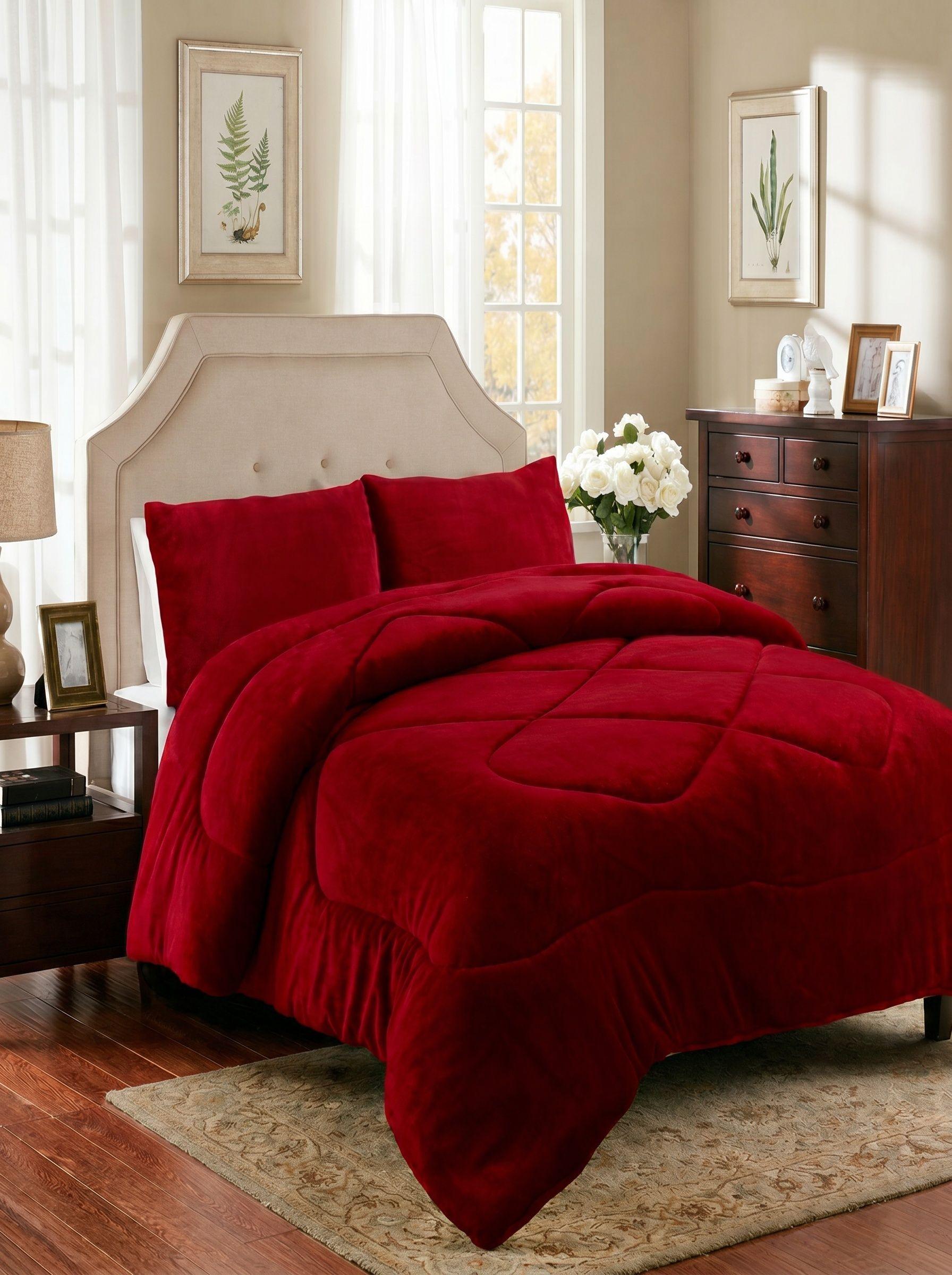 Cubrecama de Invierno Plush con Chiporro King Color Rojo Italiano-0