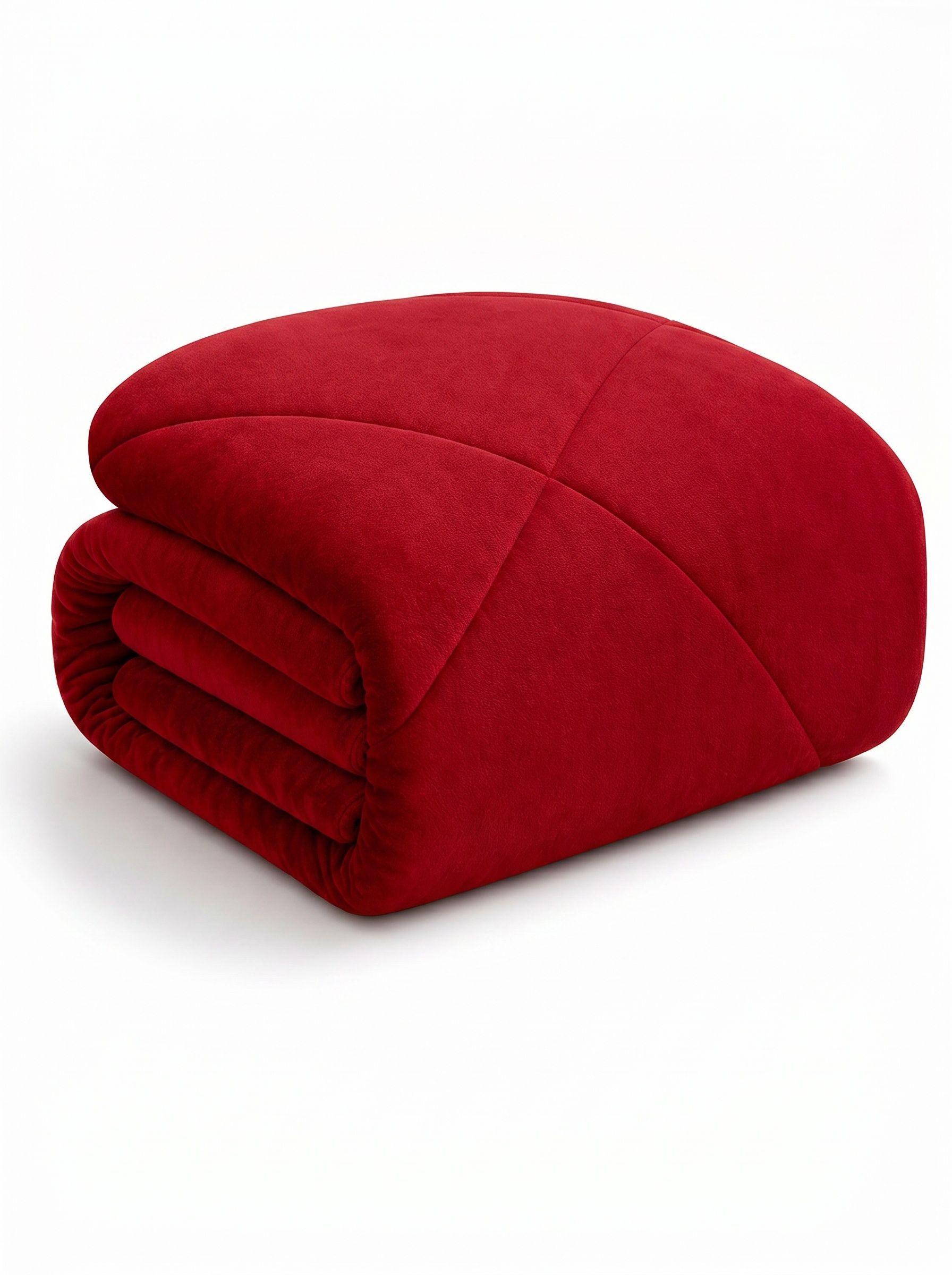 Cubrecama de Invierno Plush con Chiporro King Color Rojo Italiano-1