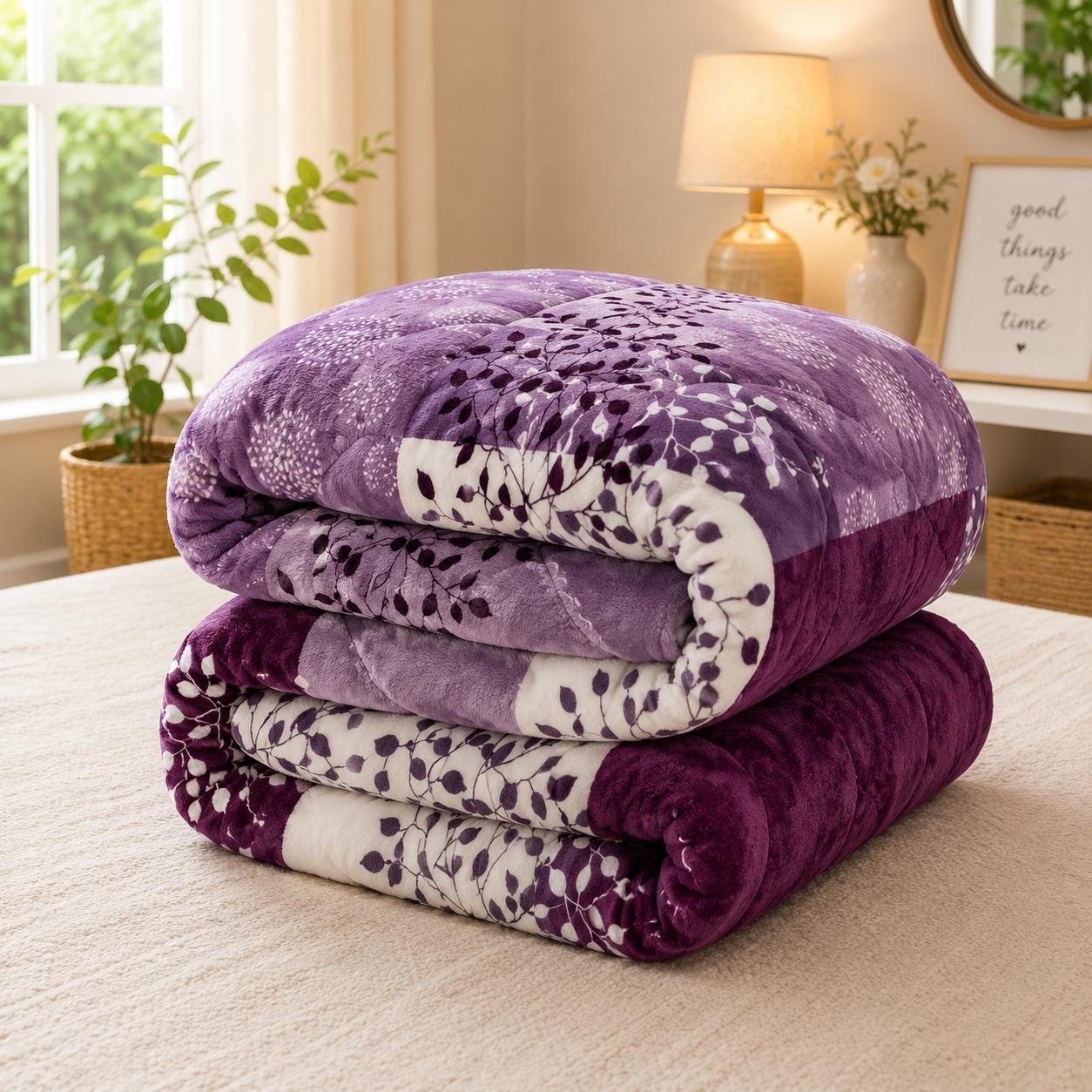 Cubrecama de Invierno Plush con Chiporro King Color Morado con Dise o RS1009-1