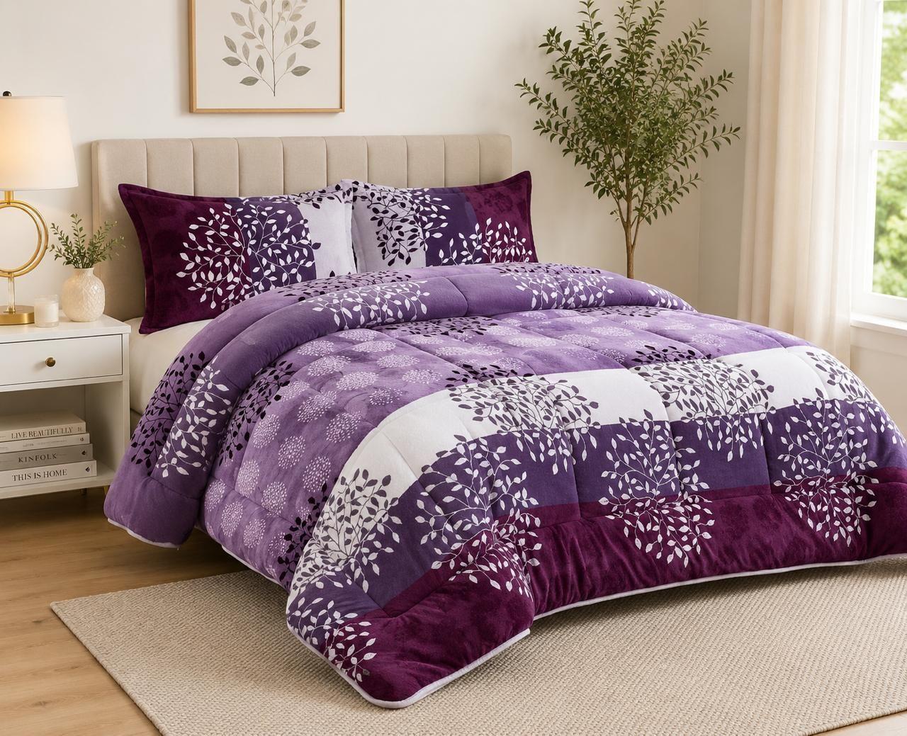 Cubrecama de Invierno Plush con Chiporro King Color Morado con Dise o RS1009-2