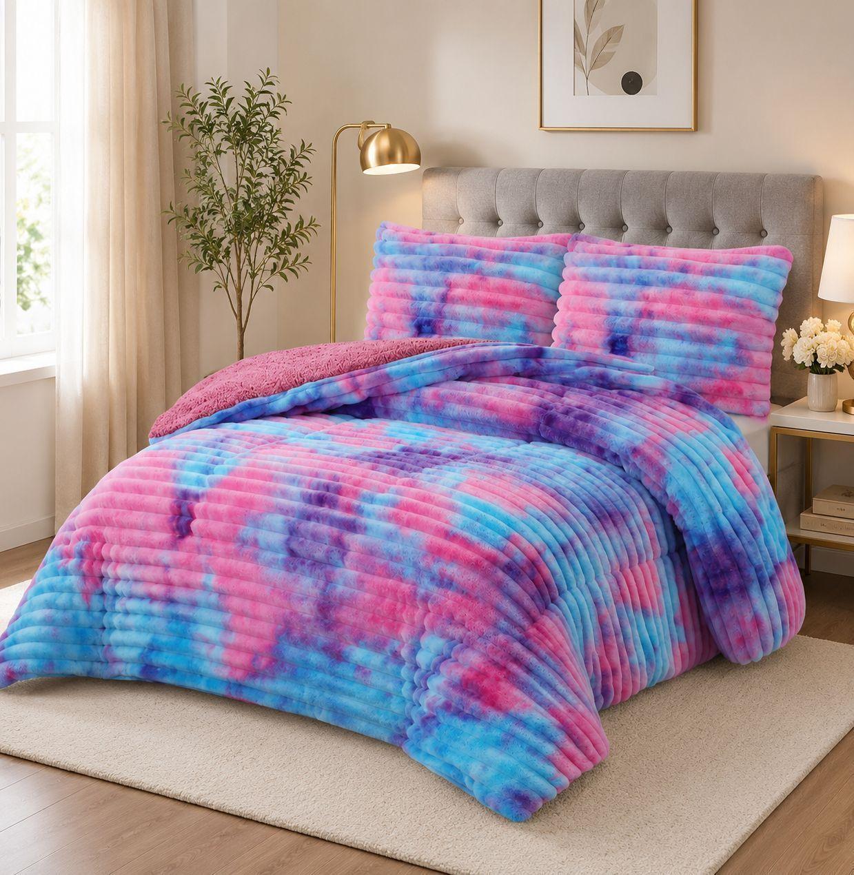 Cubrecama de Invierno Plush Acanalado con Chiporro 2 Plazas Multicolor-0