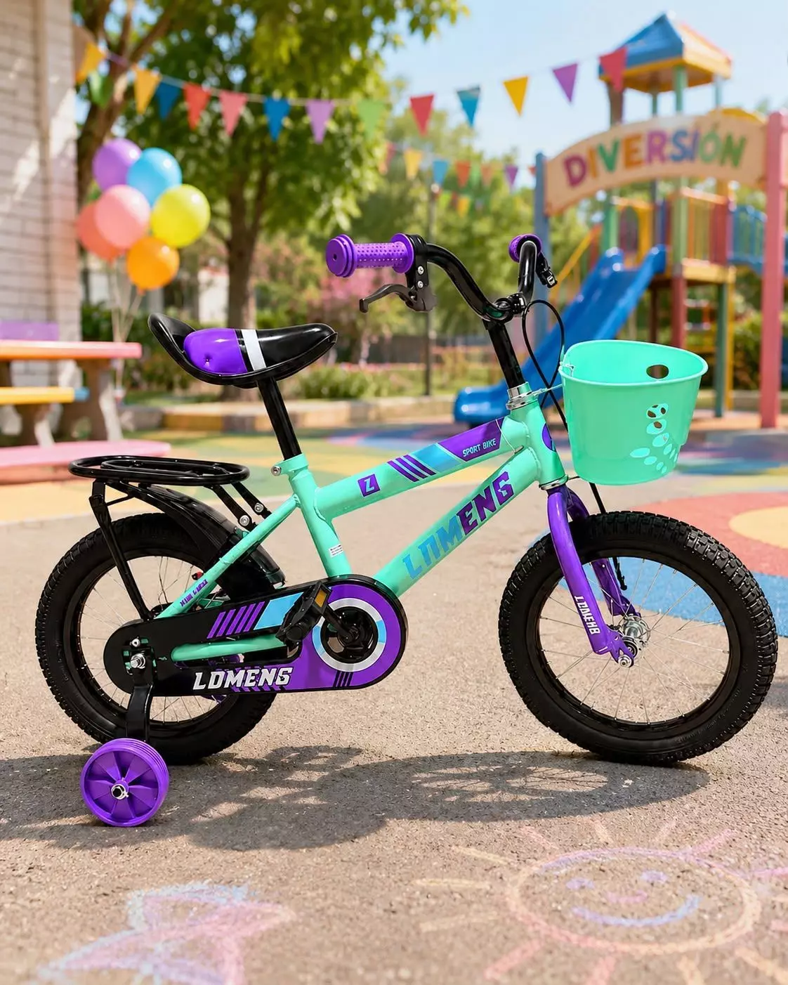 Bicicleta Infantil Aro 14 Color Turquesa Lila CS01-2