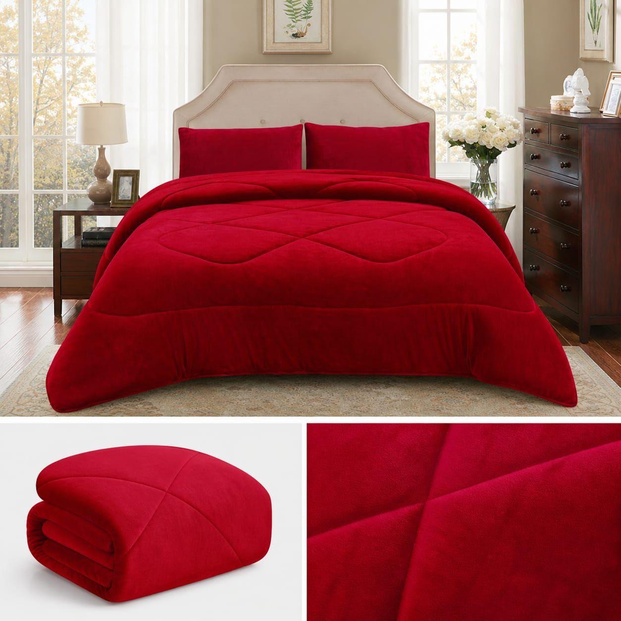 Cubrecama de Invierno Plush con Chiporro 2 Plazas Color Burdeos-1