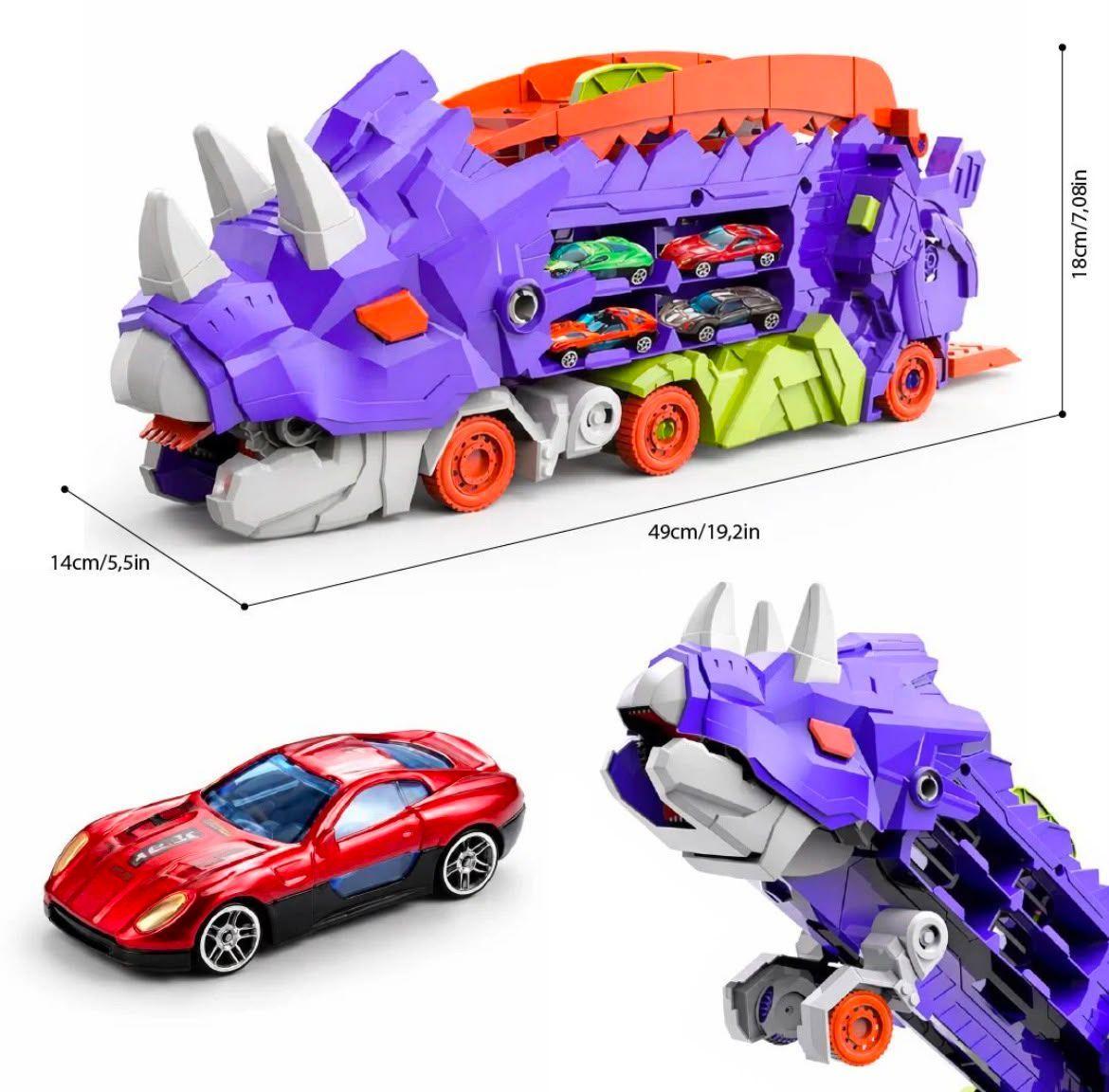 Cami n Dinosaurio Transportador Lanzador Autos Juguete Ni os-3