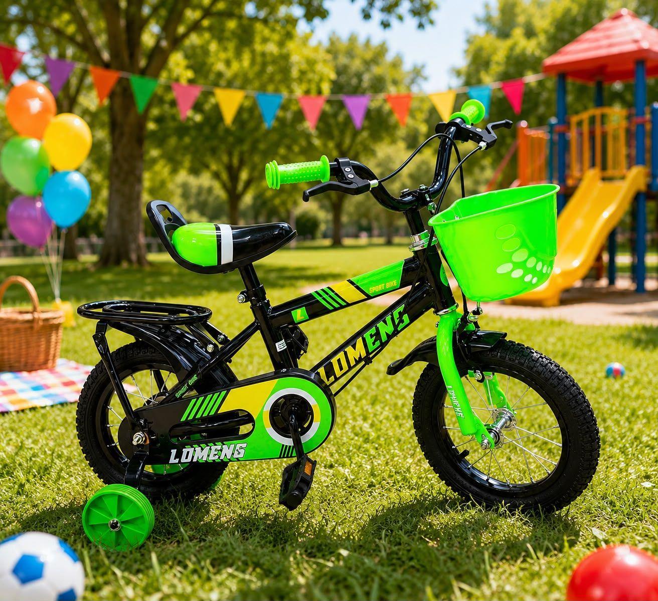 Bicicleta Infantil Aro 12 Color Negro Verde CS06-2