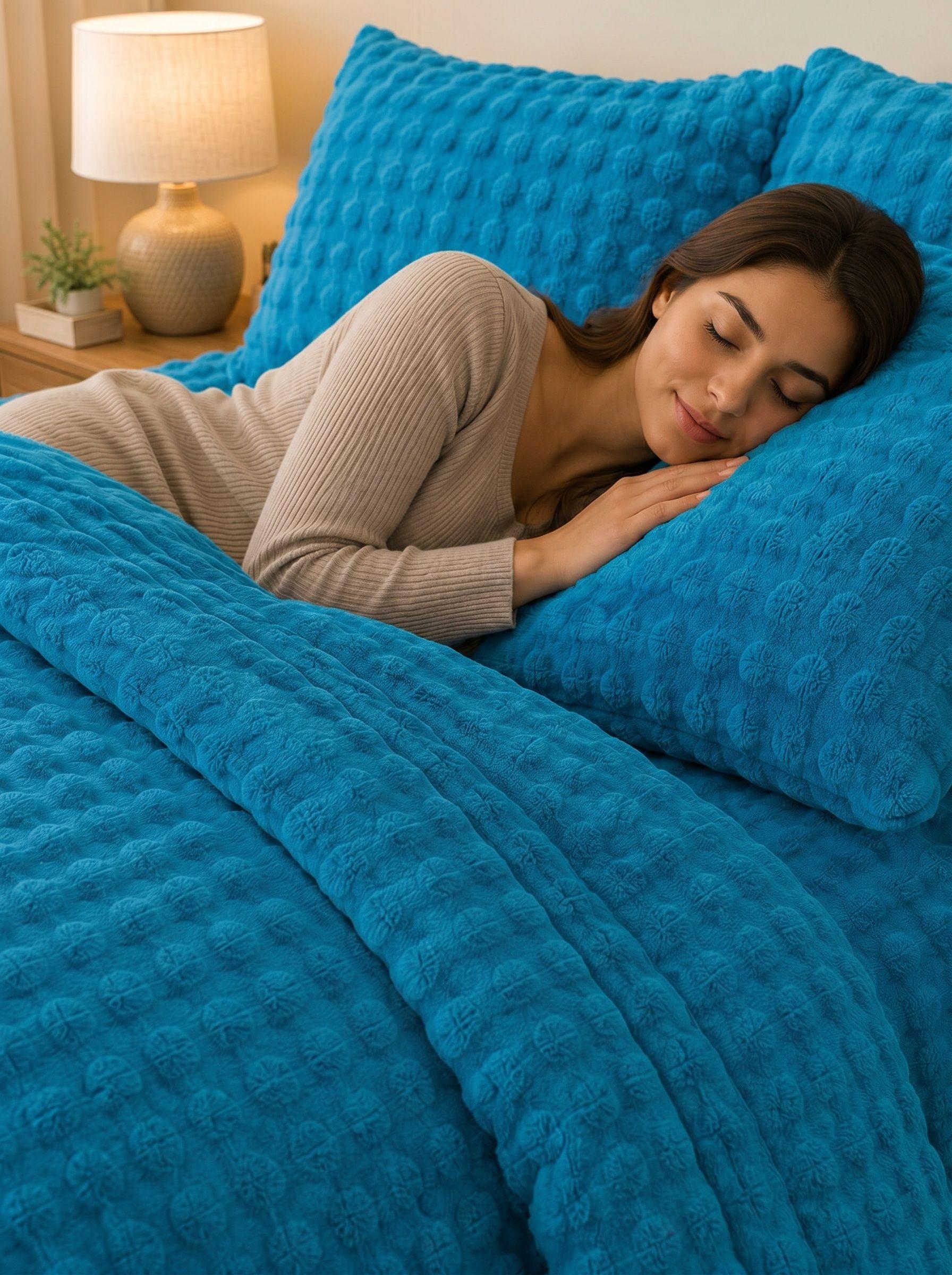 Cubrecama de Invierno Soft Touch con Chiporro 2 Plazas Color Turquesa-2