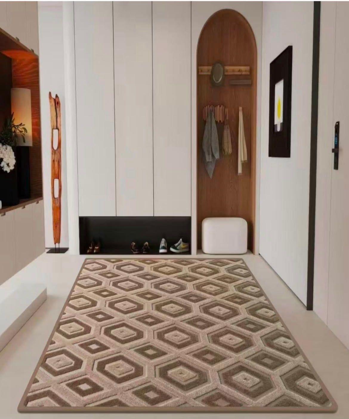 Alfombra Decorativa con Relieve Geom trico 3D Medidas 150 x 200 cm Color Cafe-0