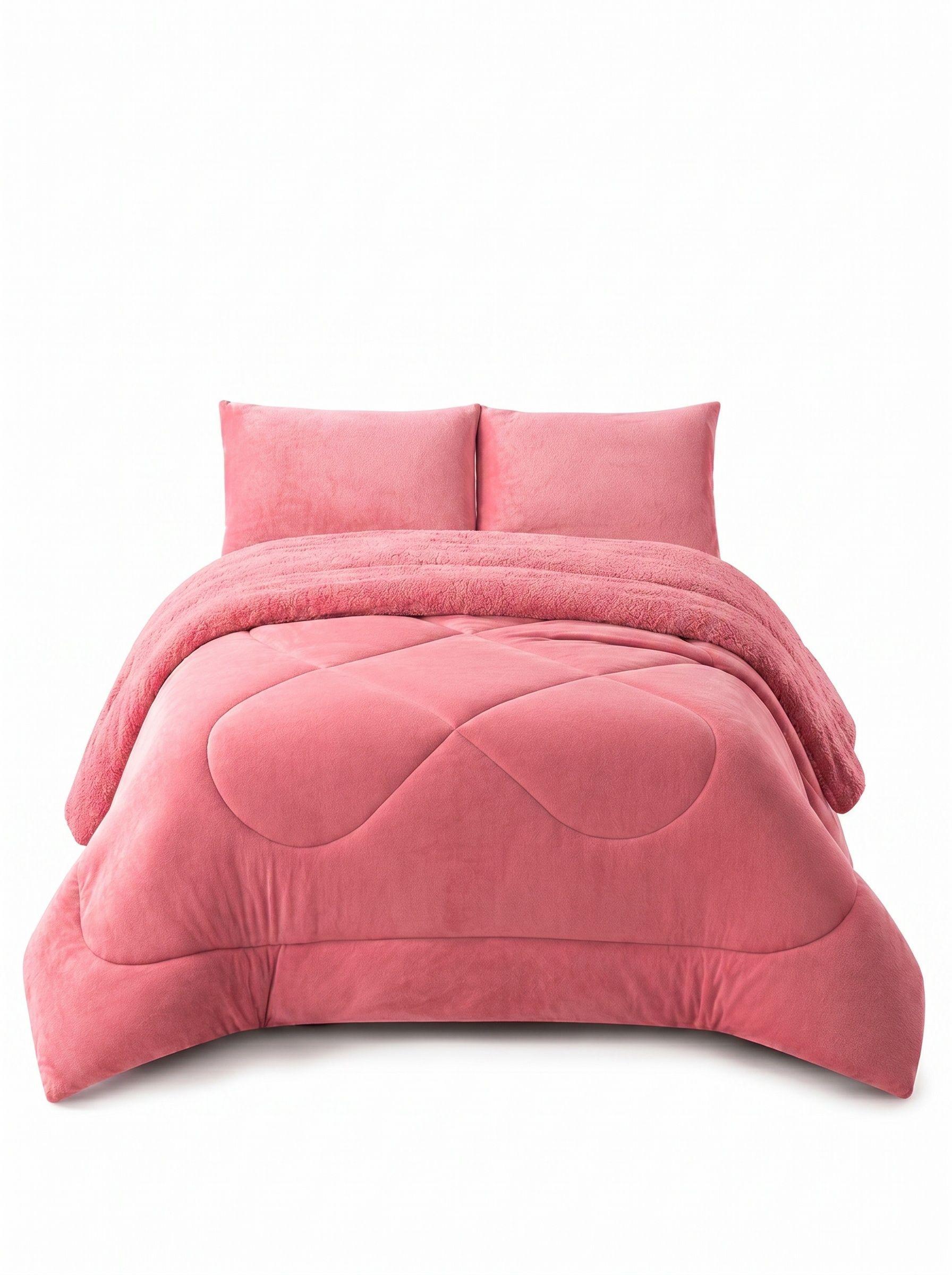 Cubrecama de Invierno Plush con Chiporro 2 Plazas Color Rosado-0