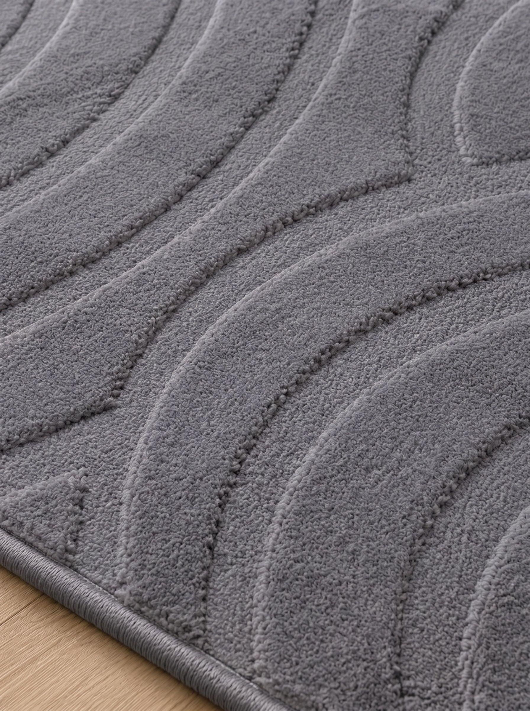 Alfombra Decorativa con Relieve 3D Dise o Geom trico Curvo Medidas 150 x 200 cm Color Gris 36-1