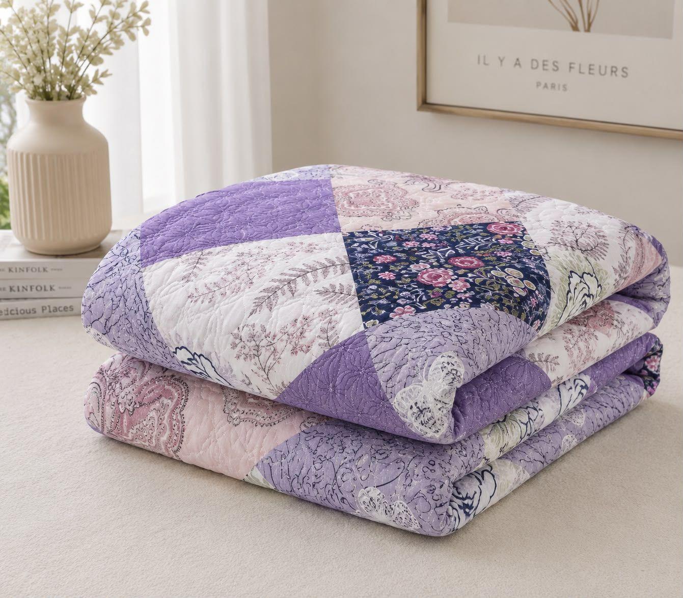 Quilt de Verano 1 5 Plazas Floral 654 Morado-2