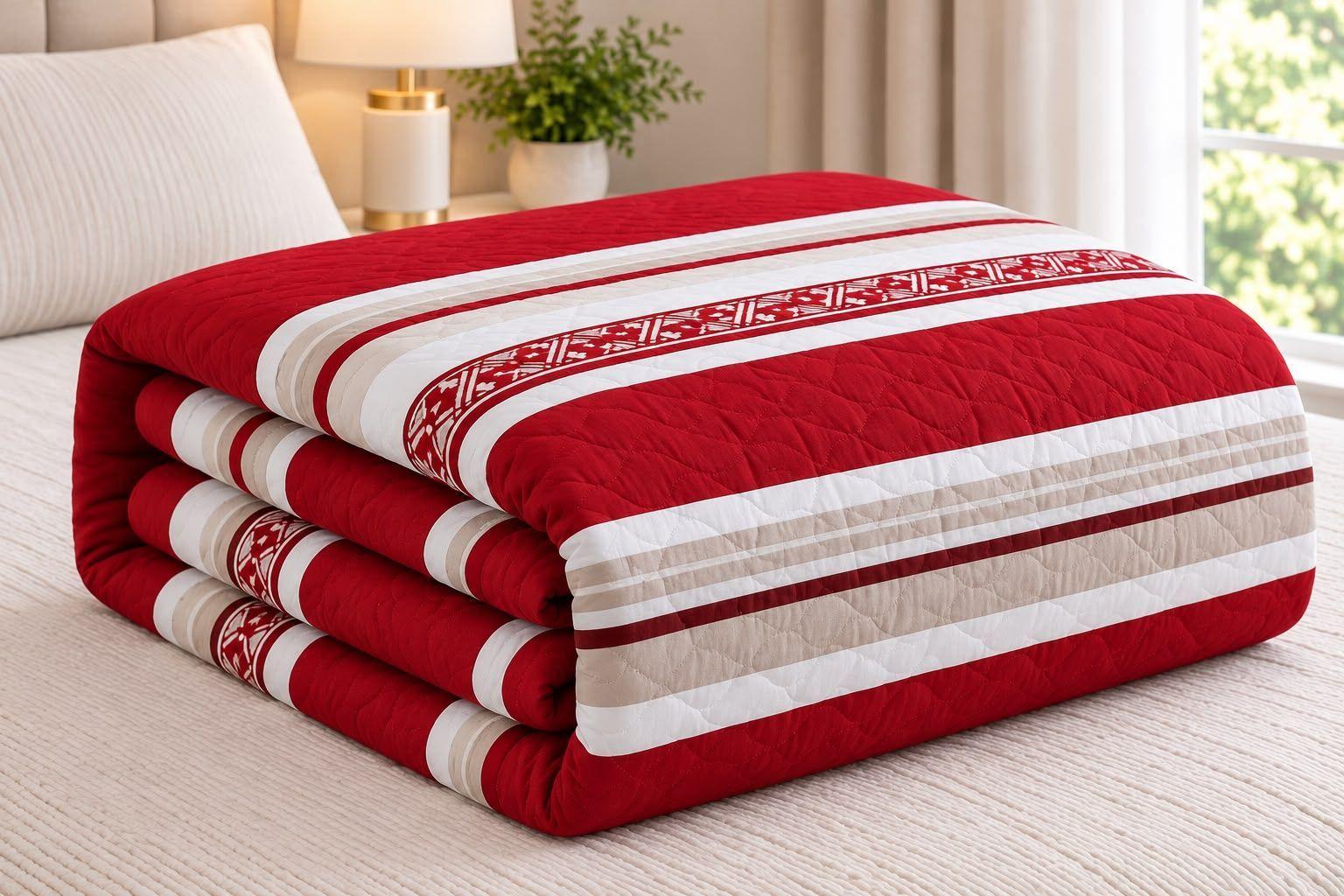 Quilt de Verano King con Dise o KFL 741 Rojo-2