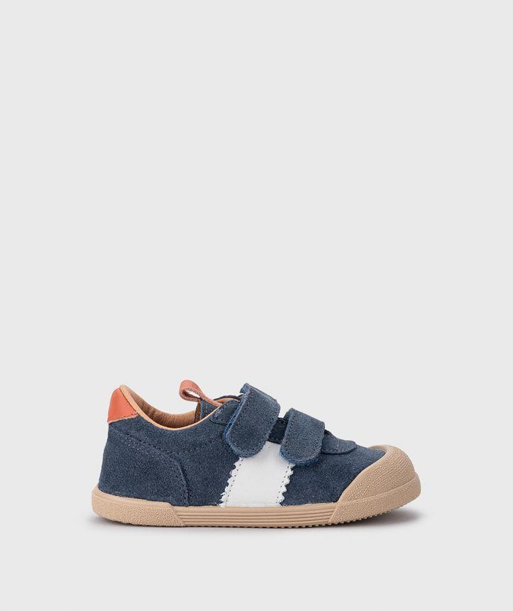 Zapatilla cuero barefoot con cierre de velcro Berlin-1