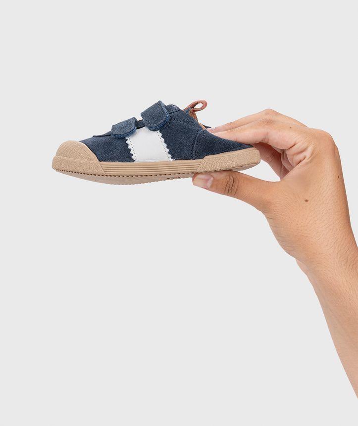 Zapatilla cuero barefoot con cierre de velcro Berlin-2