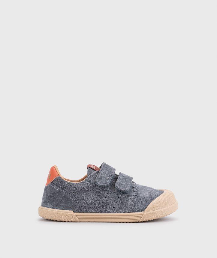 Zapatilla de Cuero barefoot con cierre de velcro Tennis Suede-1