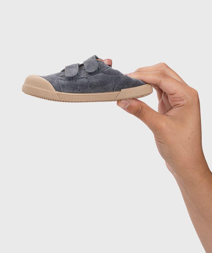 Zapatilla de Cuero barefoot con cierre de velcro Tennis Suede-2
