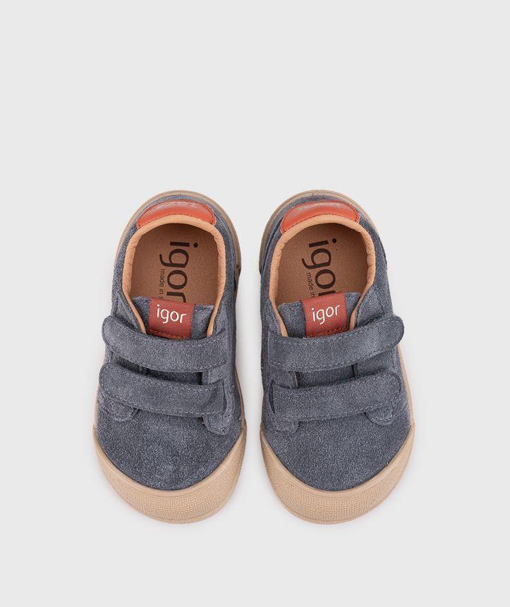 Zapatilla de Cuero barefoot con cierre de velcro Tennis Suede-4
