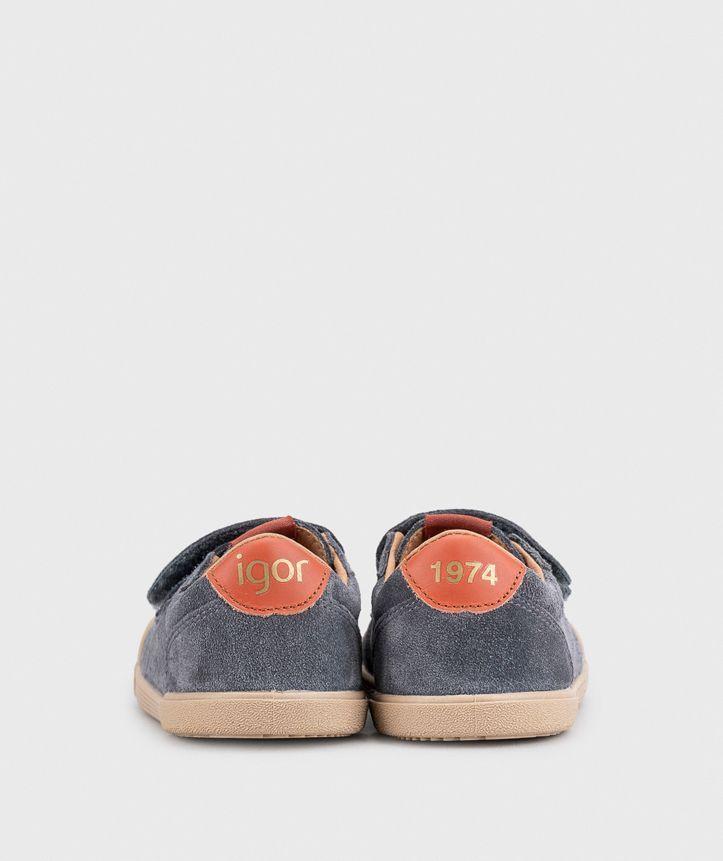 Zapatilla de Cuero barefoot con cierre de velcro Tennis Suede-5