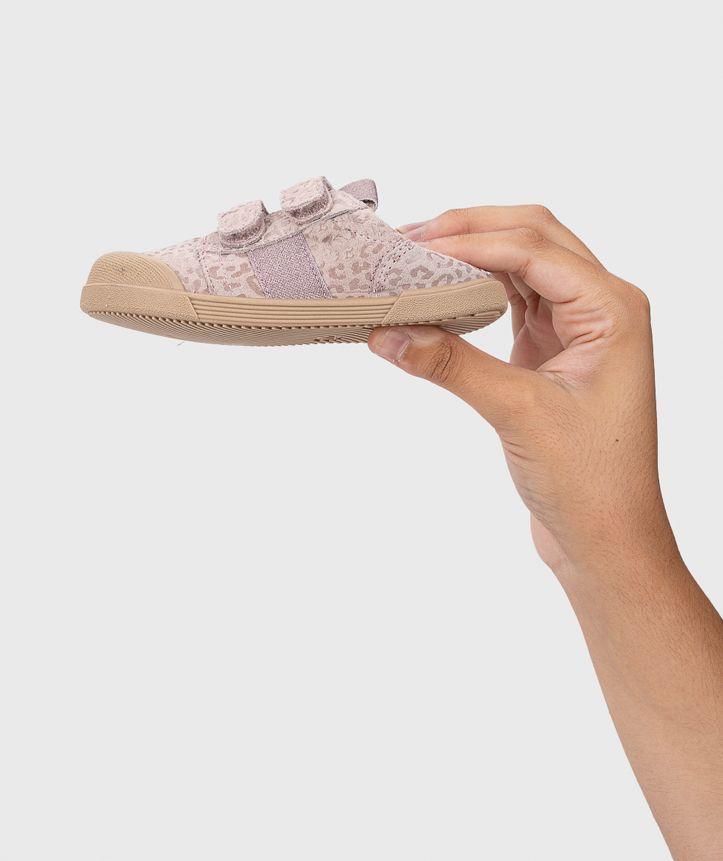 Zapatilla de Cuero barefoot con cierre de velcro Tennis Leo Rosa-2