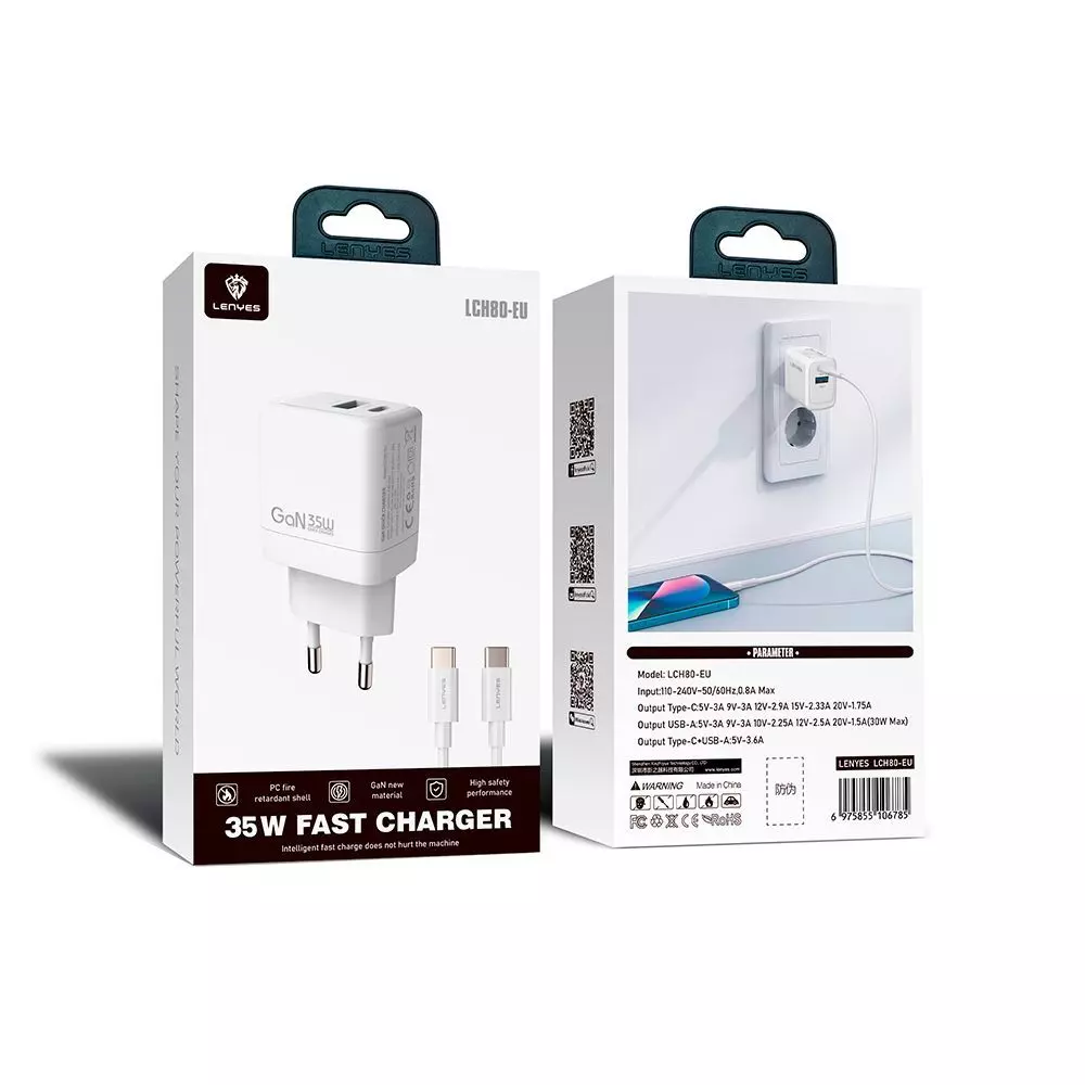 Cargador Lenyes LCH80EUTC TC a TC 35W-1