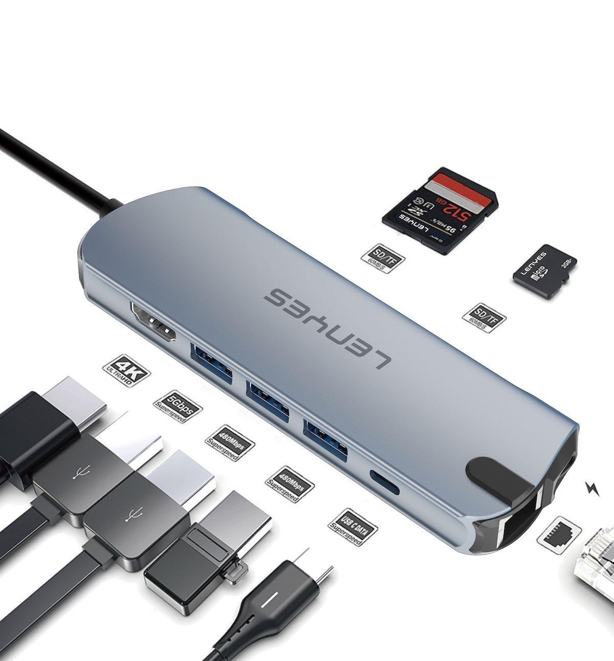 HUB 9 en 1 Lenyes AX125 USB-C-2
