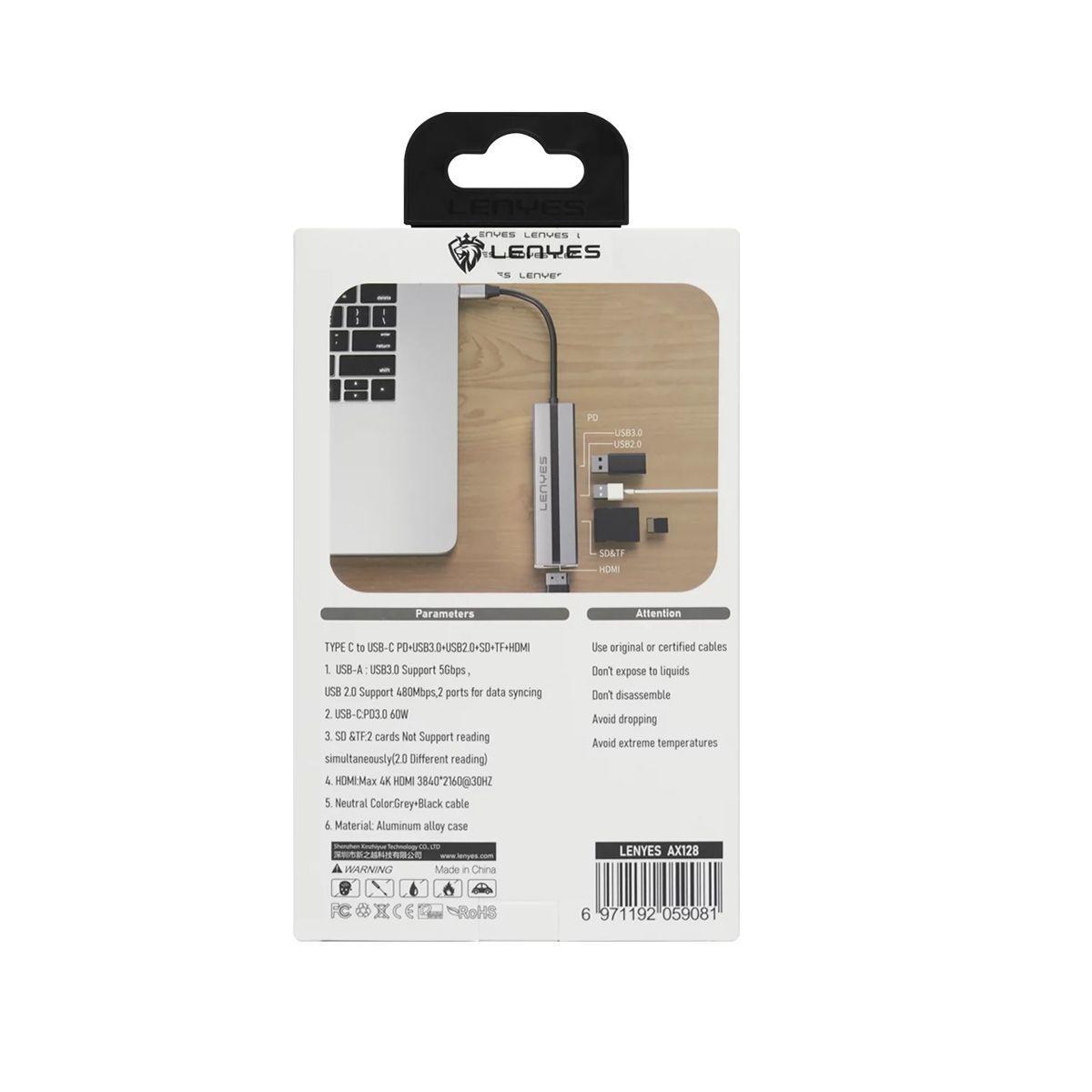 HUB 6 en 1 Lenyes AX128 USB-C-2