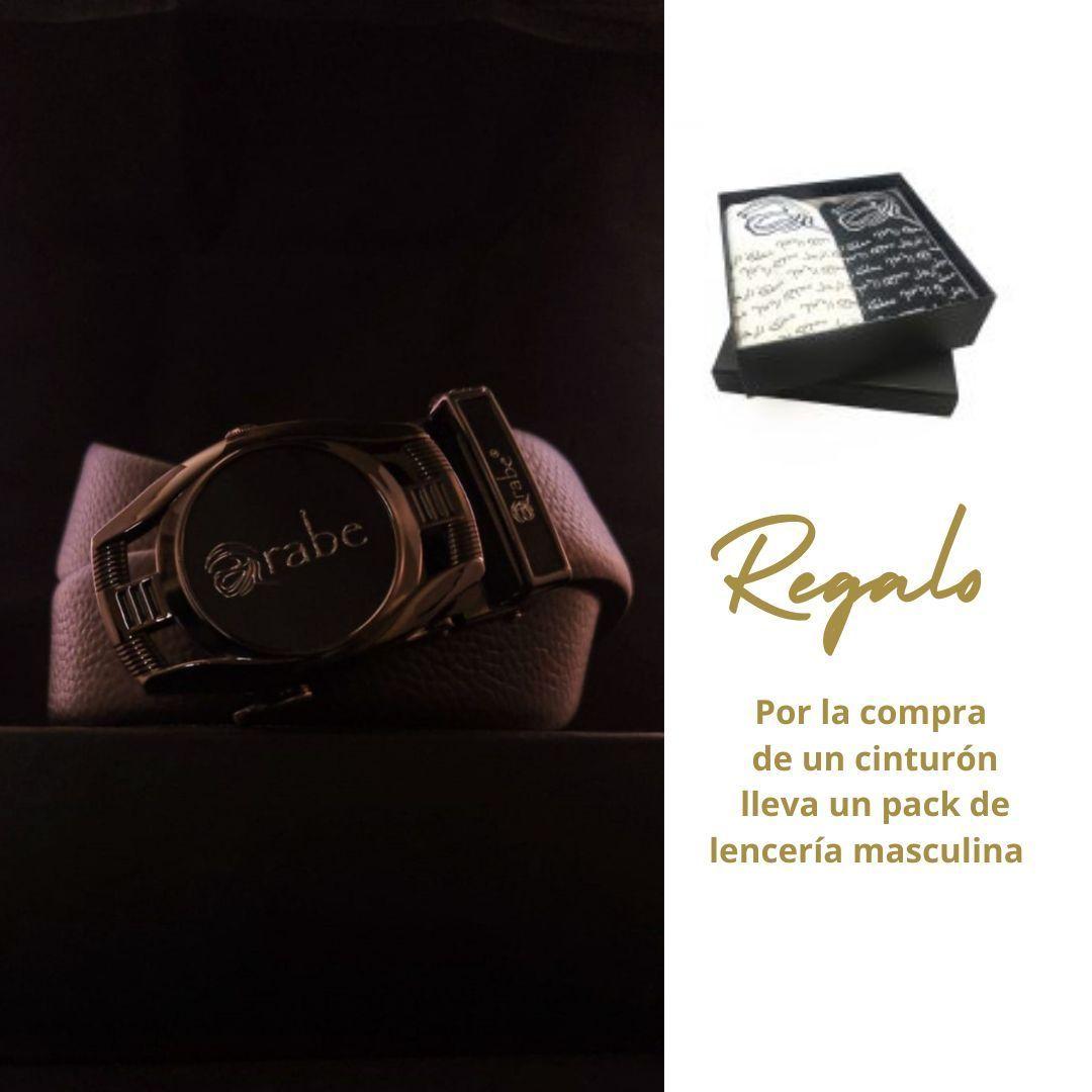 Cinturón de hebilla redonda con impresión marca exclusiva ÁRABE®  Men´s beauty Company ®-5