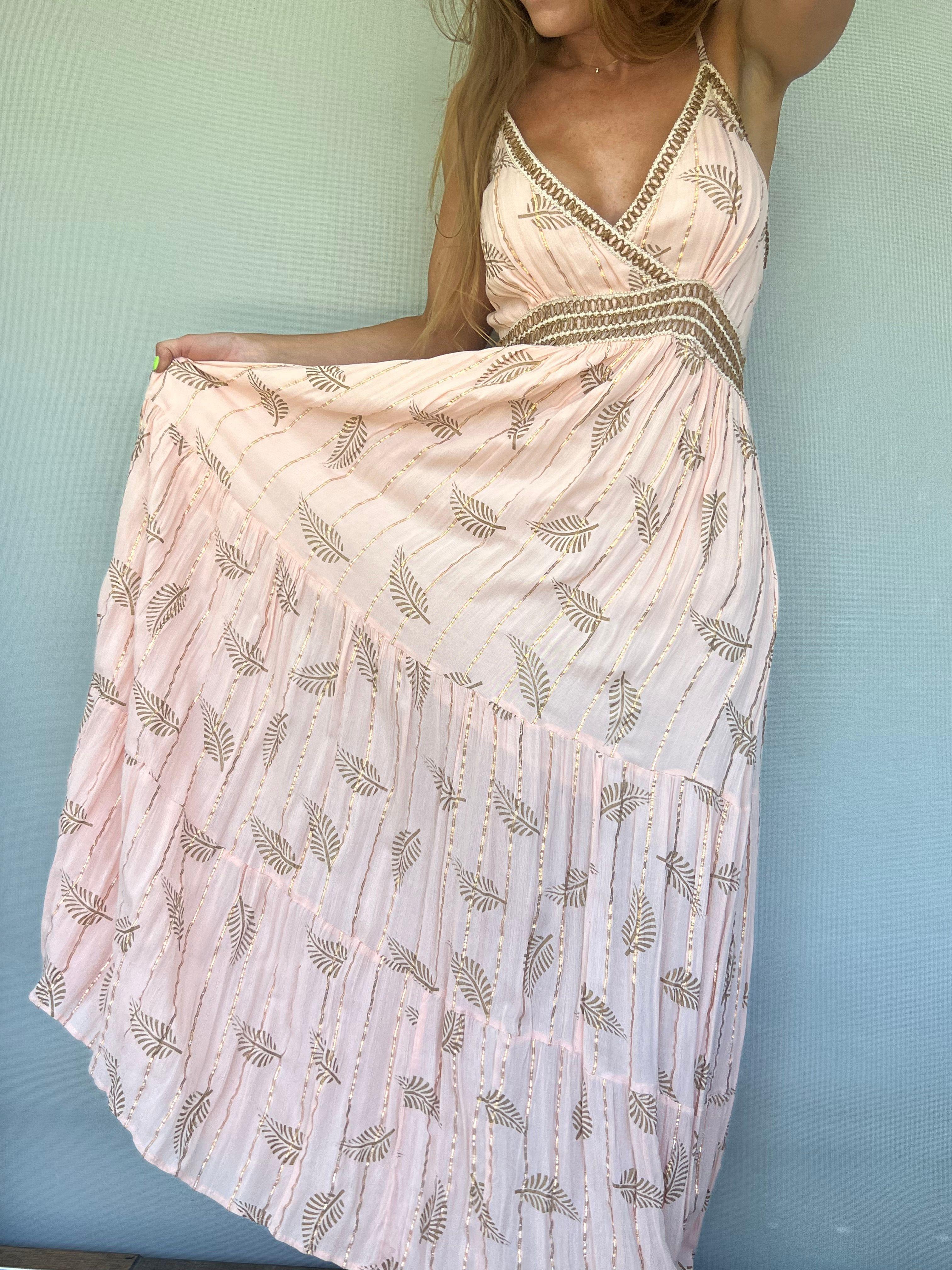 Vestido largo fluido bordados-3