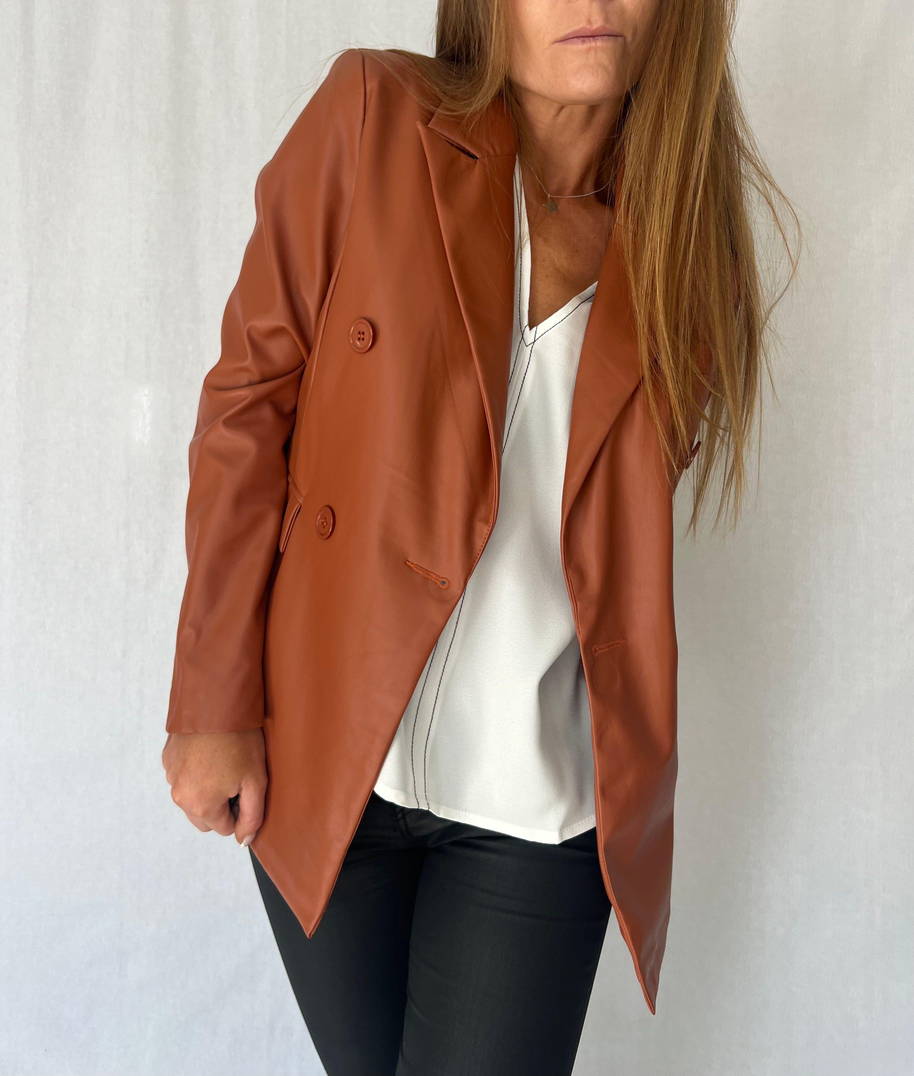 Blazer simil cuero camel-0