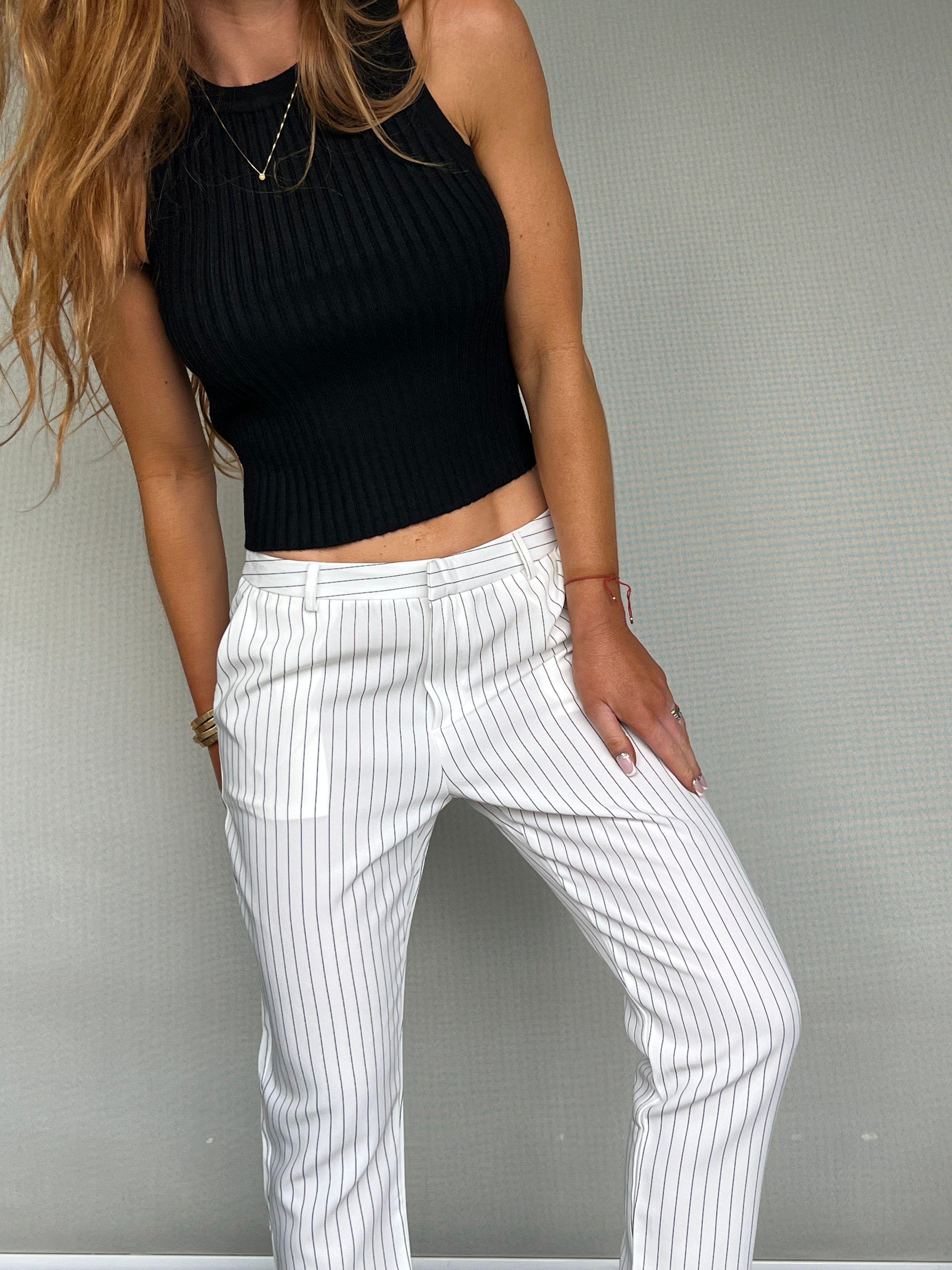 Pantalón  Rayado puro blanco-3