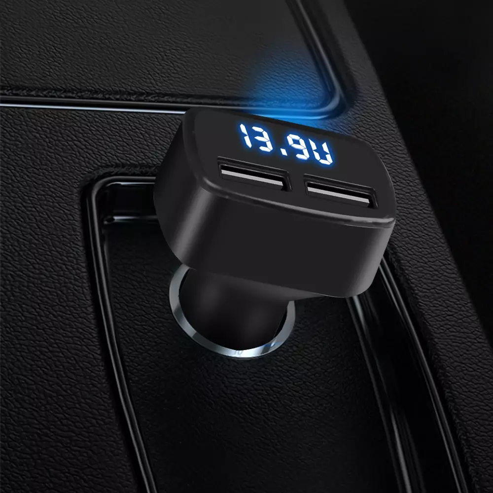Cargador De Celular Auto 3.1A Voltimetro Termometro-5