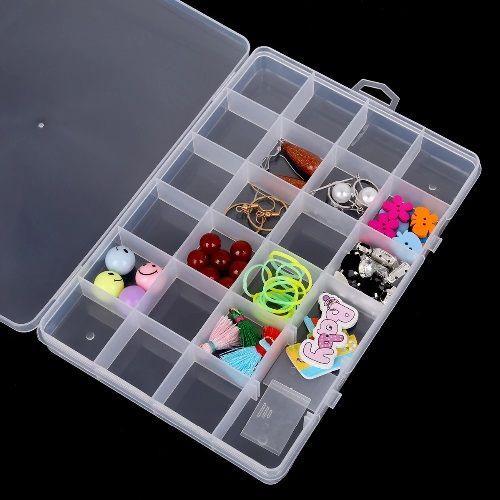 Caja organizadora ajustable 24 espacios para joyas tornillos pastillas mostacillas monedas anillos-5