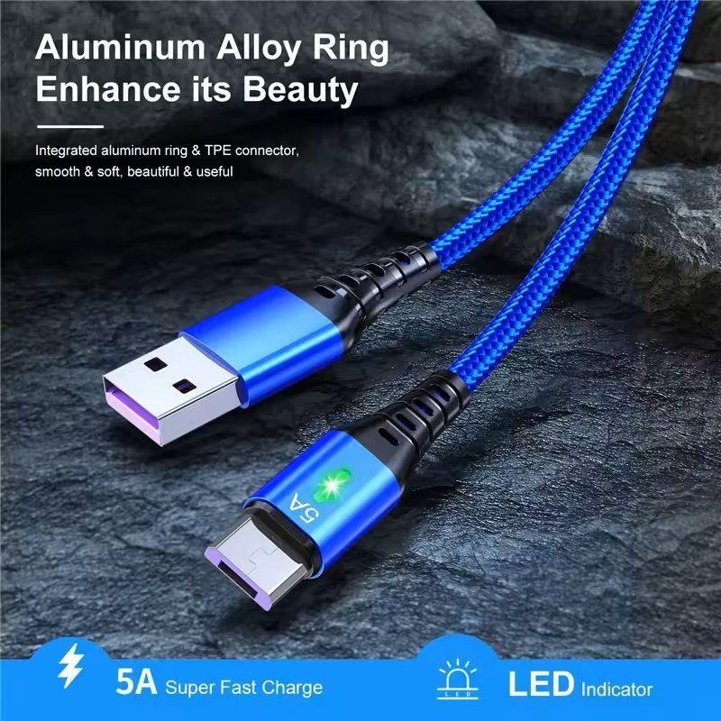 Cable Carga Rápida 5.1A (1 Metro) USB a Micro USB con Luz LED-4