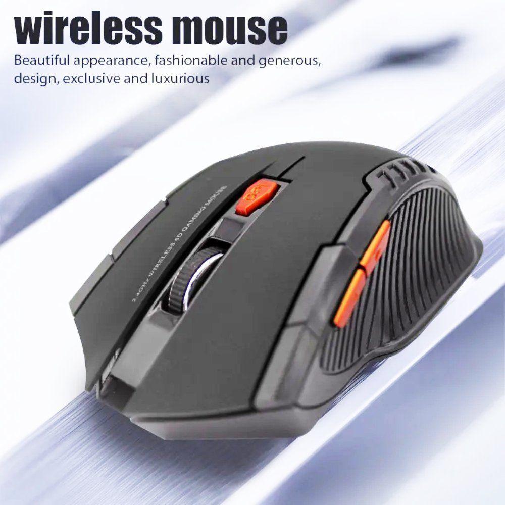 Mouse Gamer ptico Raton Inal mbrico 6 Botones Wireless para Notebook PC Computadora DPI Pilas AAA-5