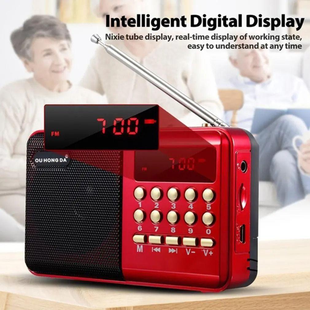 Radio portatil Reproductor de radio FM AM recargable USB, Micro SD, MP3.-3