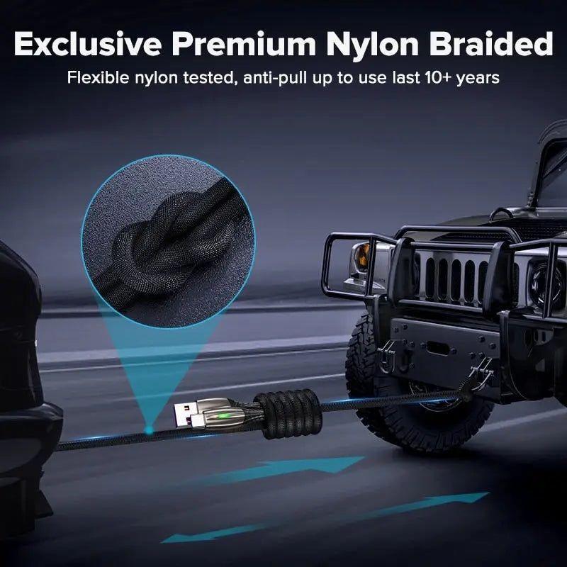 Cable Carga Rápida Celular 5,1 A USB a Tipo C 1 mt Luz Led Acordonado Telefono Smartphone Reforzado-3