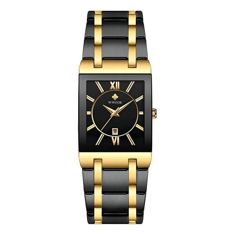 Reloj de Lujo Cuarzo Y Acero Inoxidable WWOOR Cronógrafo Impermeable Resistente-0