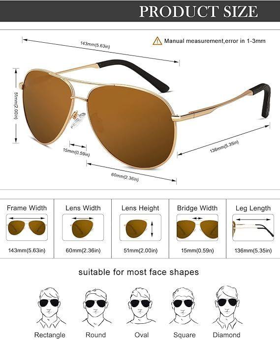 Lentes Sol gafas para el sol Filtro UV tipo Aviador Militar-4