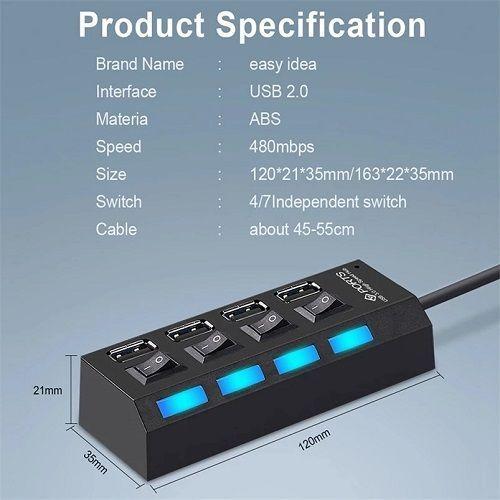 Extensor USB de 7 Puertos con Interruptores On/Off | HUB USB de Control Total para Periféricos -3