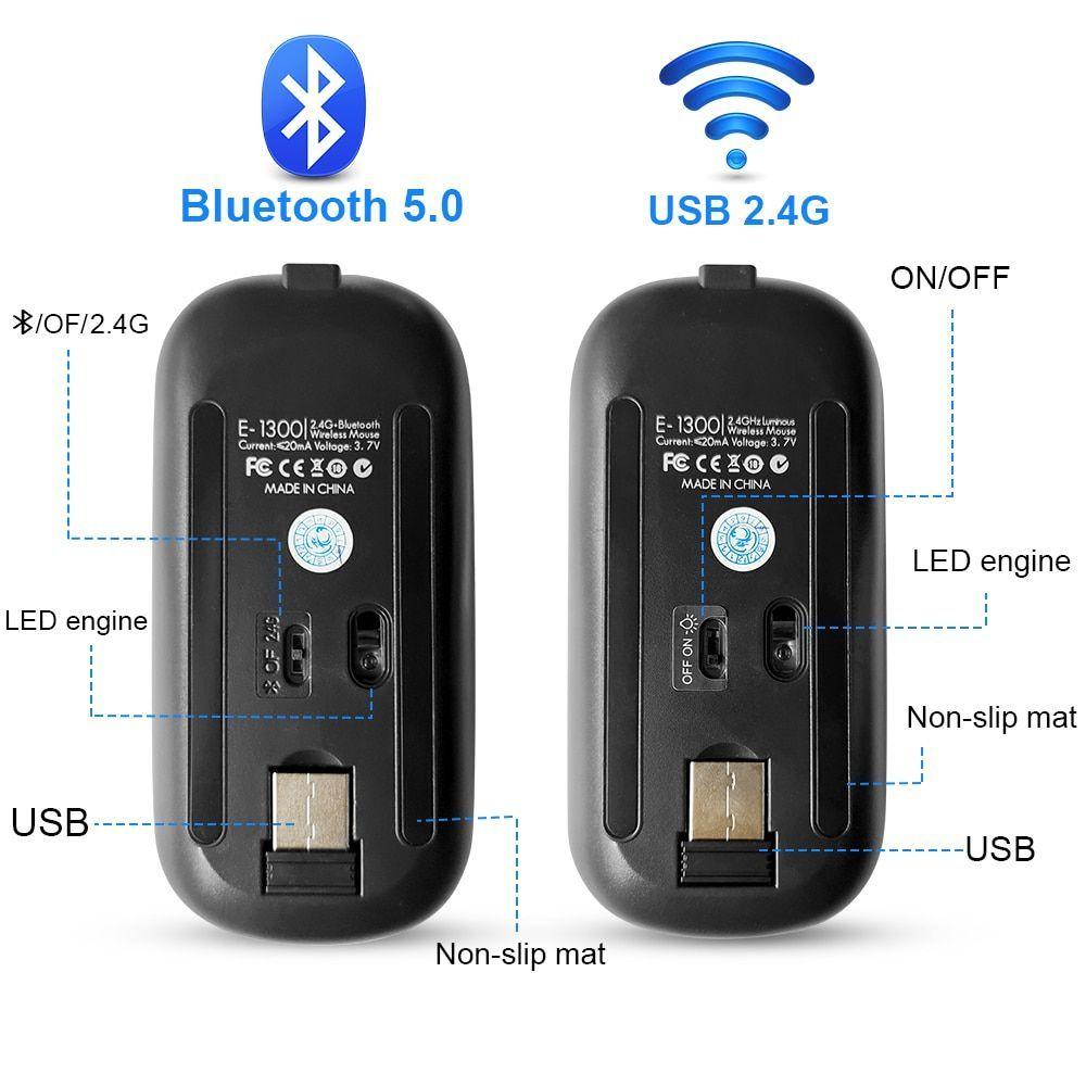Mouse Raton Recargable USB Bluetooh para MAC y 2,4Ghz Conex-4