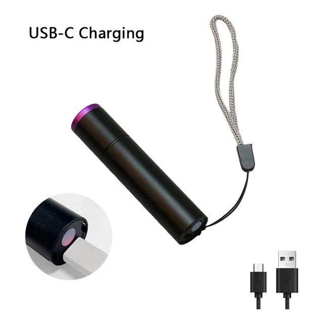 Linterna Led Luz UV Ultravioleta recargable USB pequeña de Bolsillo Para Billete-3