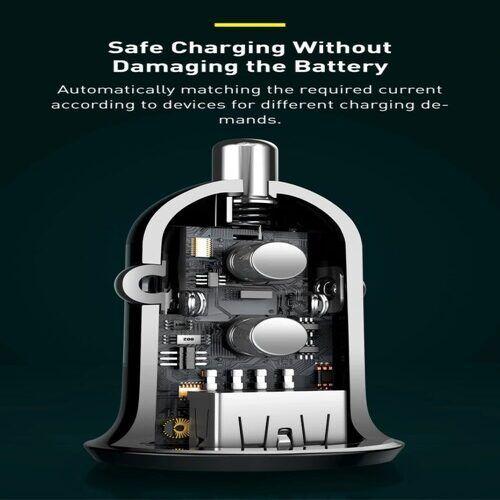 Cargador de Carro BASEUS Mini 3.1A Doble USB para Smartphone-5