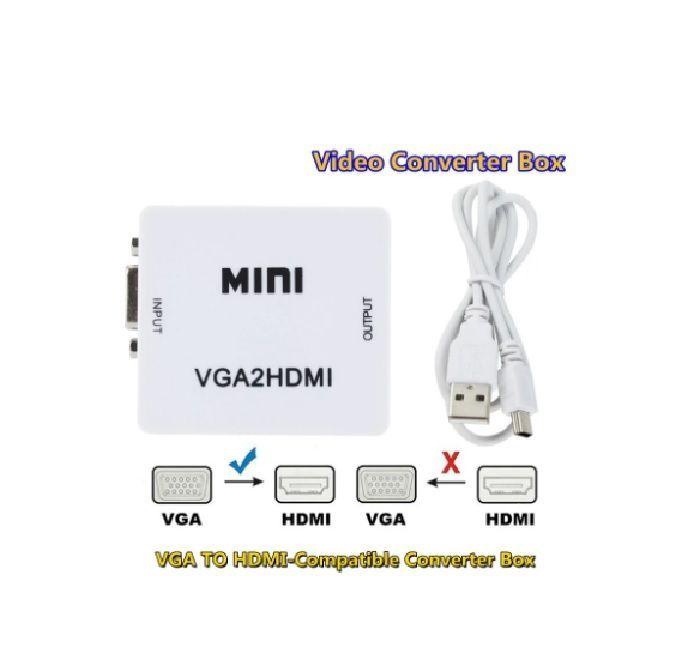 Adaptador VGA a HDMI HDTV Convertidor VGA hembra a HDMI Hembra con Audio Jack 3,5 Cuadrado-3