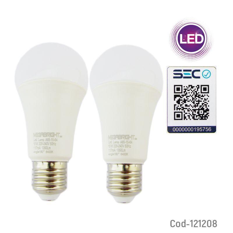 Set x 2 | Ampolletas LED Megabright 15W | Luz Fría de Alto Brillo | Base E27-2