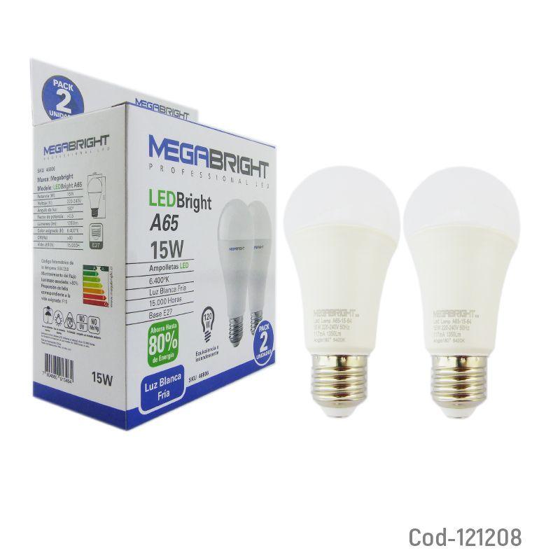 Set x 2 | Ampolletas LED Megabright 15W | Luz Fría de Alto Brillo | Base E27-3