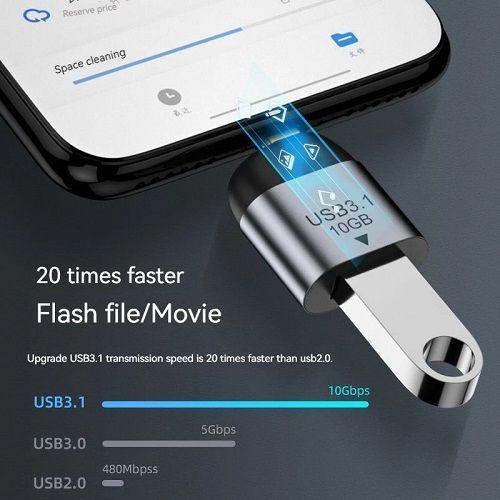 Adaptador Tipo C a USB 3,0 Resistente Metal Aluminio 10GB/s-2
