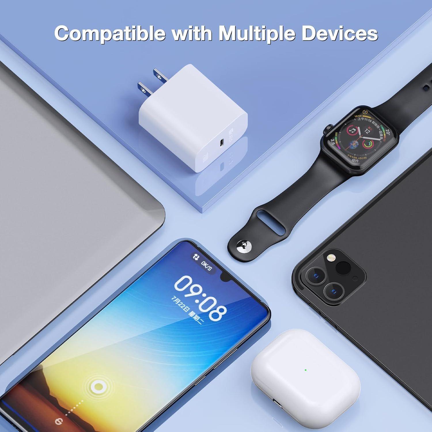 Cargador Rápido 20W para iPhone + Cable USB-C a USB-C compatible.-3