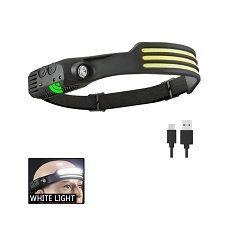 Luz Linterna Cintillo Cabeza 3 Tiras Led Sensor Recargable -2