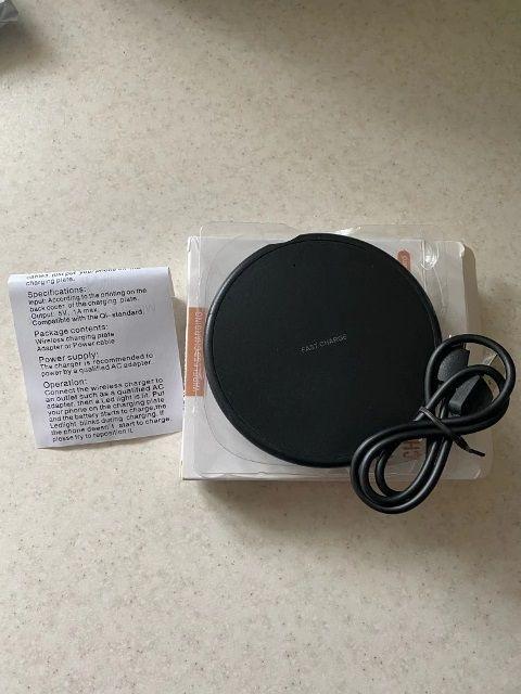 Cargador De Celular Inalambrico 2A 20W Smartphone Android para Iphone pared casa redondo (negro)-2