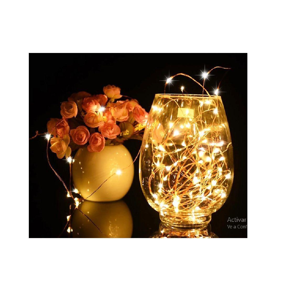 Luz Hada tipo Corcho 1mt Alambre Guirnaldas Led con Pilas-3